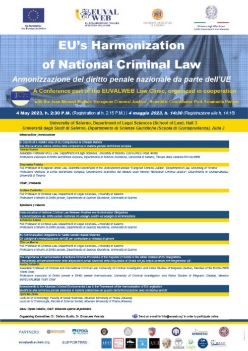 EU's Harmonization of National Criminal Law Armonizzazione del diritto penale nazionale da parte dell'UE