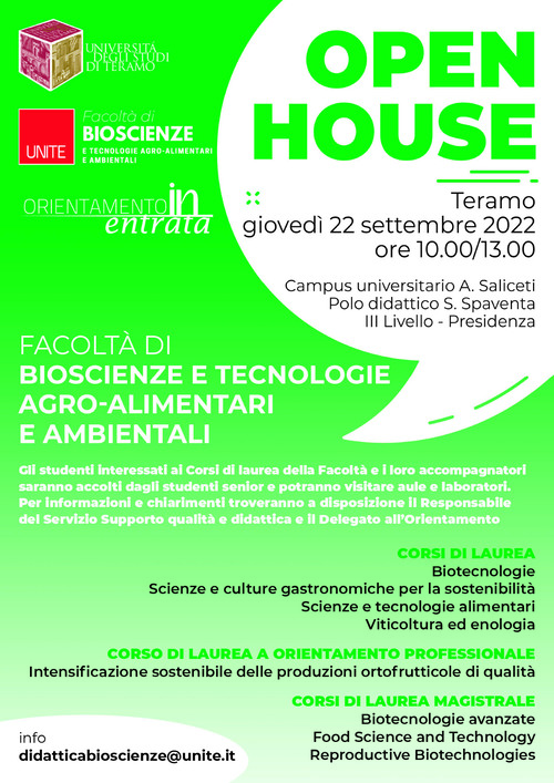 Open House - Facoltà di Bioscienze e Tecnologie Agro-alimentari e ambientali