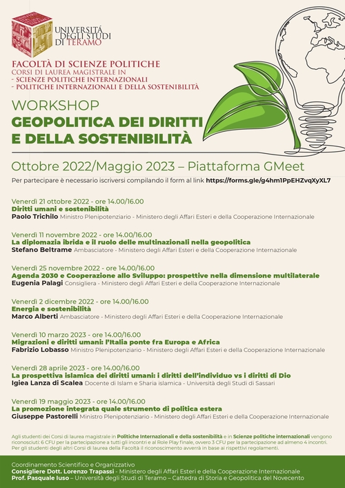 Workshop Geopolitica dei diritti e della sostenibilità