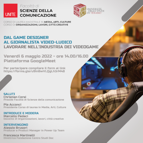 Webinar "Dal game-designer al giornalista video-ludico"