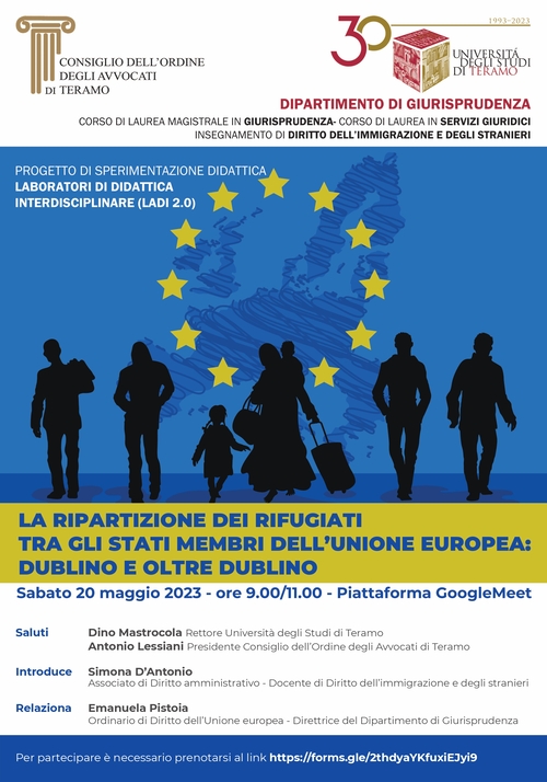 Dipartimento di Giurisprudenza: webinar "La ripartizione dei rifugiati tra gli Stati membri dell'Unione Europea:Dublino e oltre Dublino"