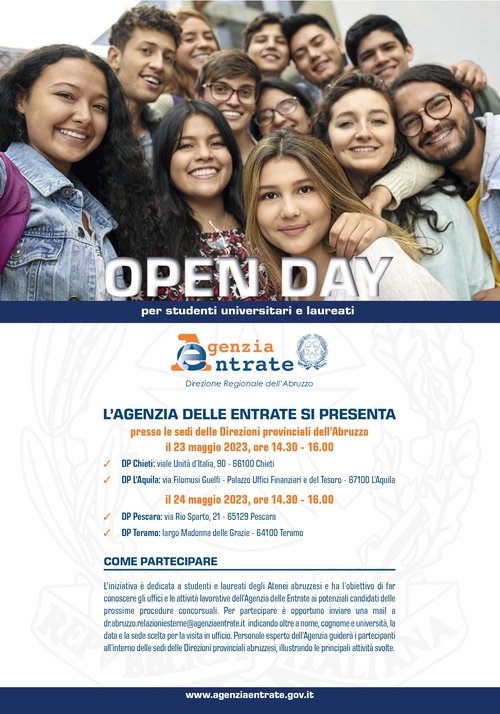 Open Day Agenzia delle Entrate - per studenti universitari e laureati