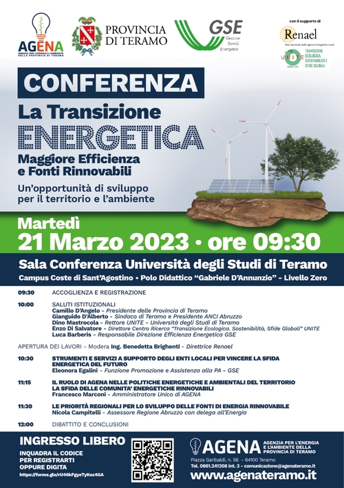 Conferenza "La Transizione Energetica: Maggiore Efficienza e Fonti Rinnovabili. Un'opportunità di sviluppo per il Territorio e l'Ambiente"