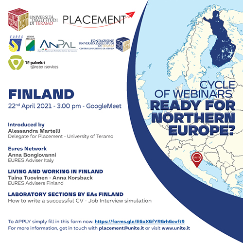 Webinar "Ready to Northern Europe? Finland" sulle opportunità occupazionali internazionali 