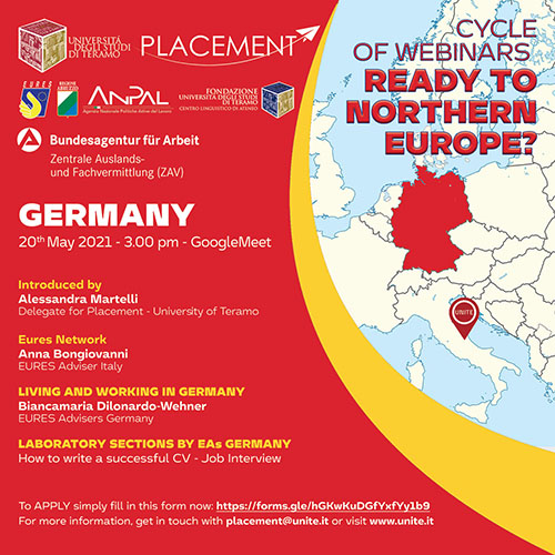 Webinar "Ready to Northern Europe? Germany" sulle opportunità occupazionali internazionali