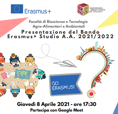 Bioscienze: presentazione bando Erasmus + studio 2021/2022