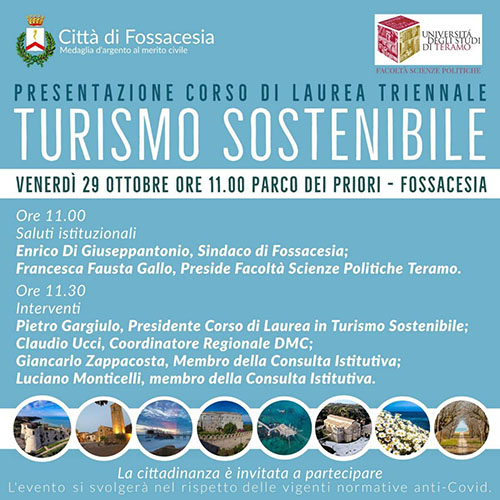 A Fossacesia la presentazione del corso di laurea in "Turismo sostenibile"