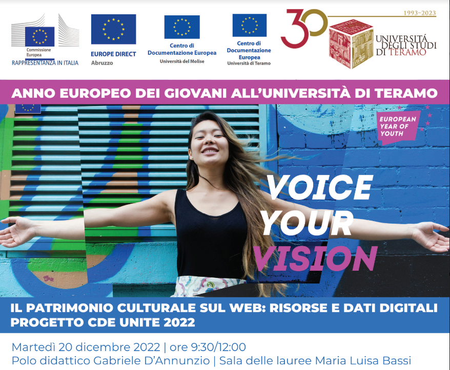  Convegno "Il Patrimonio culturale sul web: risorse e dati digitali" - Progetto rete CDE Università di Teramo 2022 - L'Anno europeo dei giovani