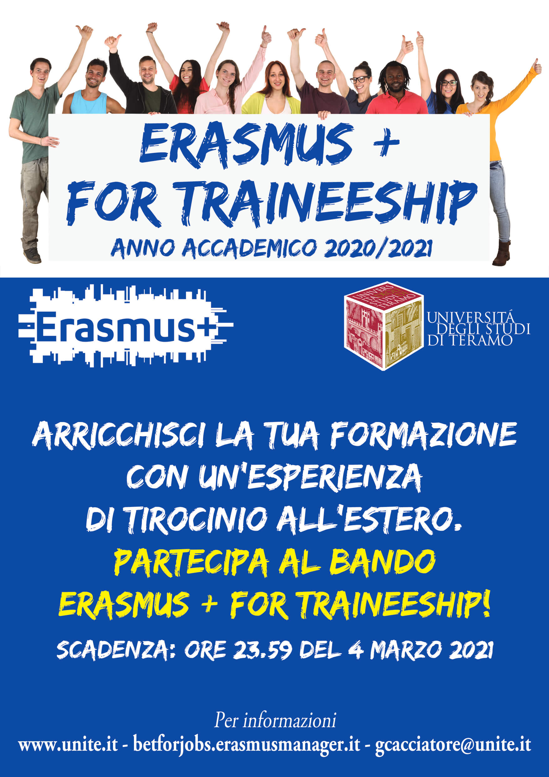 Bando Erasmus Traineeships BET for Jobs A.A. 2020/2021