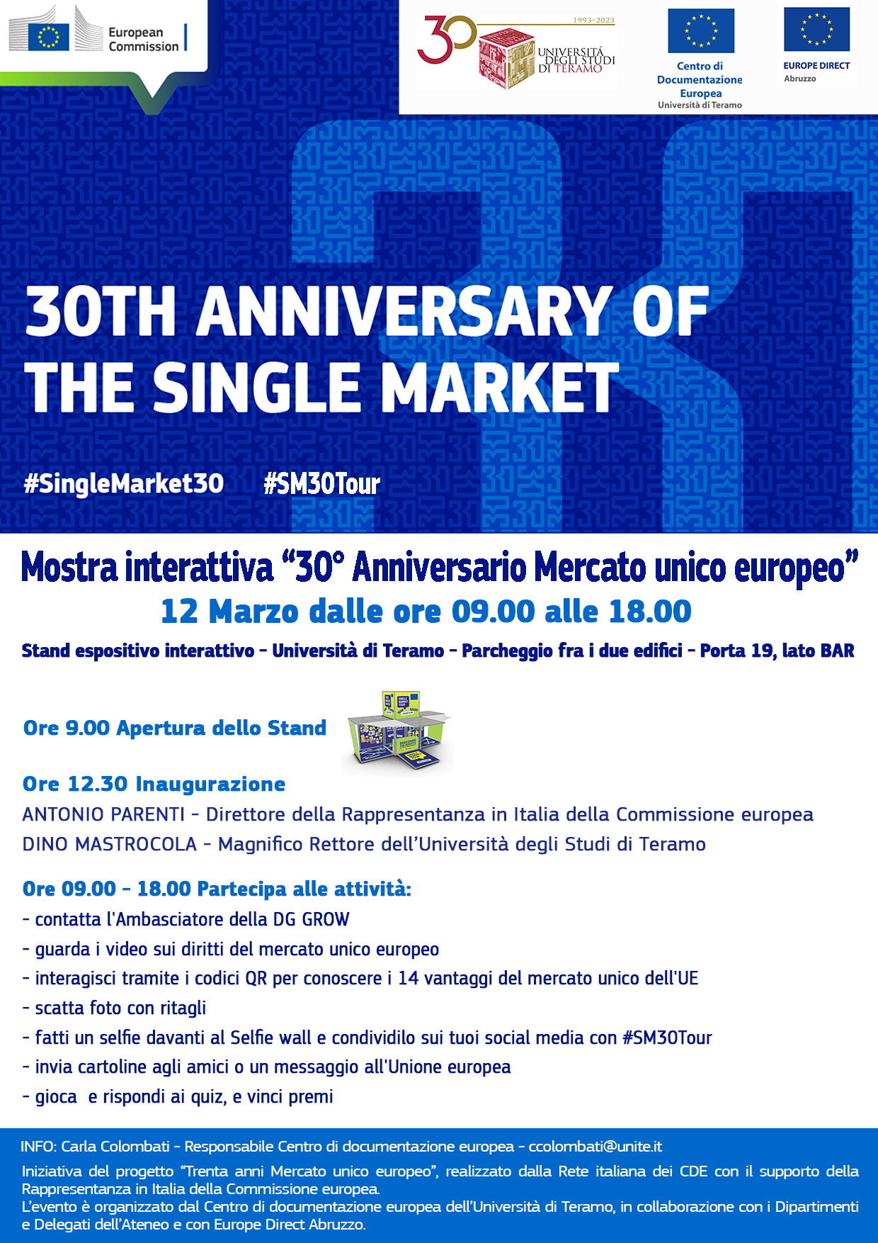 Mostra "30° anniversario del Mercato unico europeo" - Centro di documentazione europea Unversità di Teramo